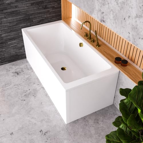 ECOLAM Baignoire rectangulaire Tami 200x90 cm + tablier | isolation ecoThermoPro | vidage et trop-plein automatique pieds et silicone