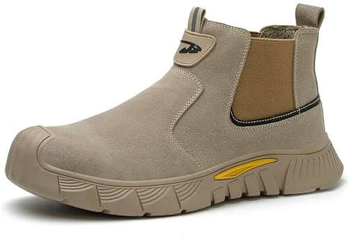 Welding Boots for Men Composite Toe Safety Boots Fire Resistant Welding Boot Wear Resistant Welder Working Boots,Khaki,10 UK