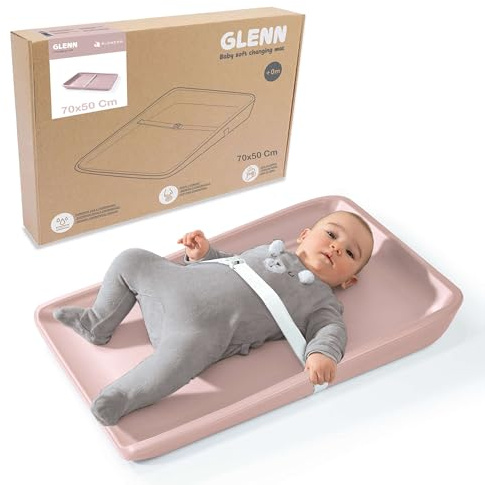 Wickelauflage 50x70 Alondra. Baby Wickelmatte aus weichem Schaumstoff. Wickelauflage abwaschbar und tragbare in Rosa. Glenn