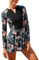 FYMNSI Rash Guard Long Sleeve Swim Dresses for Women UK Ladies Swimming Costume Modest Swimsuit Printed Swimdress with Shorts Zipper Padded Bathing Suit Skirted Swimwear Beachwear Blue S