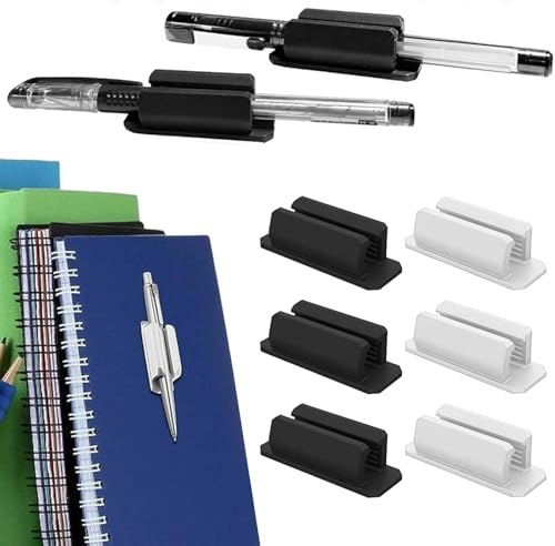 Soporte adhesivo para lápices de pared para organizador de escritorio, paquete de 6 soportes de silicona para portapapeles, soporte de marcador adhesivo para escritorio, suministros de oficina