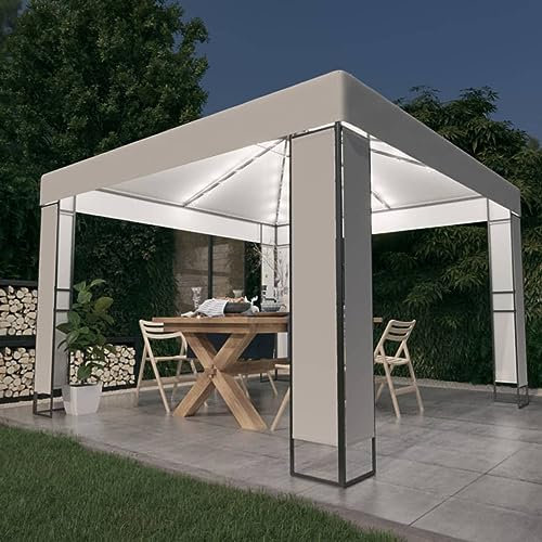 Xichuzi Pavillon mit Doppeldach, Faltpavillon, Pergola, Partyzelt, Standmarkise, Sonnenzelt, Garten Pavillion, Grillpavillon, & 3x3 m Weiß