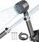 Pommeau Douche anti Calcaire, Pommeau de Douche Haute Pression avec Tuyau Douche 1.5M et Support de Douche, Pommeau de Douche Filtrant avec Filtre, Douche avec 4 Modes de Jet, Gris clair