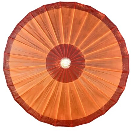 Odot 24 Costillas Paraguas de Papel Japonés, Clásico Rota Sombrilla de Bambú Chino, Paraguas de Papel Engrasado Seda, para Bodas,Fiesta,Recitales de Baile Fotografía (Naranja,84cm)