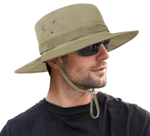 DiULi Solhattar konvertibel safari-hatt för män och kvinnor med vikbart brätte för vandringsresor, andningsbar boonie-hatt med ventilationshål och justerbar hakrem, UPF-solskydd