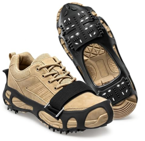 Ehanfus Dents Crampons, Crampons antidérapants pour Chaussures avec 24 Griffes en métal, Outdoor Crampon pour Hiver Randonnée Pêche Marche,Antiderapant Hiver Verglas Marcher