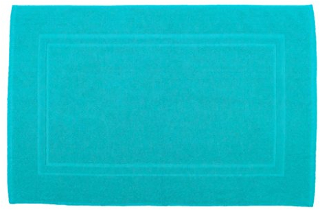 Julie Julsen Badvorleger 50 x 80 cm Premium Qualität 900 gm2 in aktuellen Farben und 4 Größen aus Baumwolle Badematte Badteppich Duschvorleger Design Doppel Rahmen Türkis