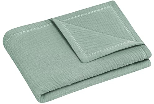 Julius Zöllner Kuscheldecke Gr. 70/100, Made in Germany, 100 Prozent Baumwollenmusselin, Oeko-Tex Standard 100, Grün