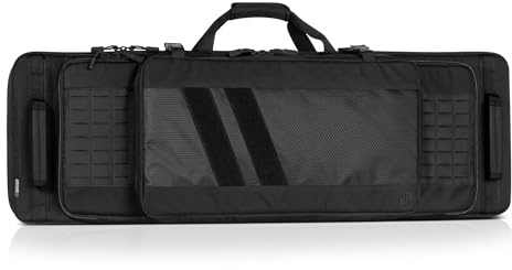 Savior Equipment Specialist Series Tactical Double Long Gun Bag Case Backpack 4 Pistol Handgun Storage, Lockable Zippers, Padded Drag Handles, w/Adjustable Shoulder Strap, 36 Inch Obsidian Black