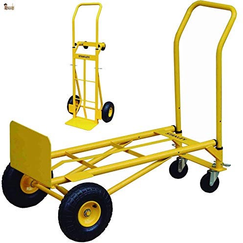 BricoLoco Carretilla + Carro plegable transporte con ruedas. Transportador. Plataforma 2 en 1!!!. Carga 200 kgs. Industrial. Almacén, oficina, mudanza, paquetes pesados, cajas...