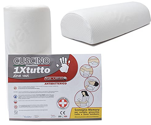 Cuscino Lombare (DISPOSITIVO MEDICO), Cuscino Per Gambe (100% MADE IN ITALY E OEKO-TEX®) - Cuscino Per Ginocchia Dormire - Cuscino Poggiapiedi Multiuso in MEMORY MORBIDO Ideale per Cervicale