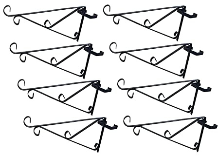 Selections Metal Ornate Hanging Basket Brackets Hooks Hangers for Concrete Fence Posts - Pack of 8