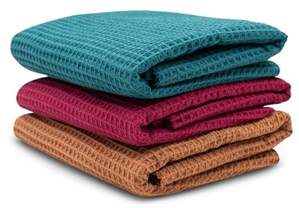 VmG-Store 3 x våffelpikéset vardera 0,5 m x 1,5 m, våffeltyg, 100 % bomullstyg, Oeko-Tex 100 (set 19, set om 3)