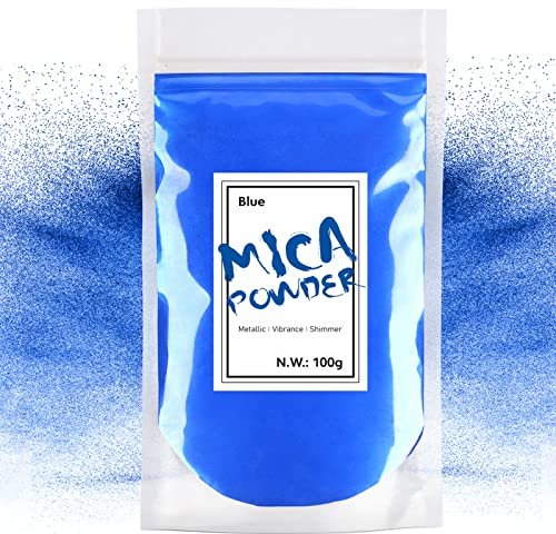 Waysroma Epoxidharz Farbe 100g, Blau Mica Pulver Natur Metallic Epoxidharz Pigment für Kunsthandwerk, Farbe, Seife, Badebomben, Schleim, Kerzen, Schmuck, Kosmetik, Nagelkunst