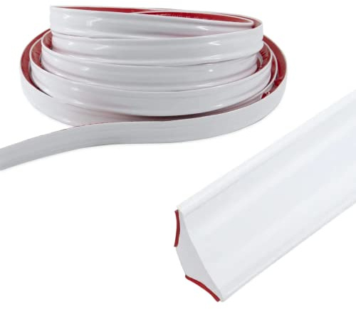 Flexibla prydnadslister, 5 m, självhäftande PVC Quadrant, prydnadslist, självhäftande, flexibla tak och väggbeklädnad, vägglist, självhäftande för golv, fönster, väggkanter, kakelkanter, 27 x 20 mm