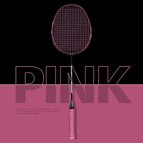 Raqueta de bádminton ultraligera 8U 60g de carbono profesional 24-32 libras (8U rosa)