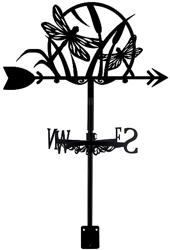 SUPERDANT Wetterhahn Libelle Mond Wetterfahne Schmiedeeisen Wetterhahn für Garten Weather Vane Windrichtungsanzeiger Wetterfahnen Für Outdoor Dach Paddock Dekoration