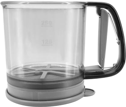 Buwico Feines Mehlsieb Doppelschicht, Einhand-Mehlsieb mit Deckel, Mehlstreuer Puderzuckerstreuer, Handsieb für Mehl, Zucker, Zimt, Gewürzpulver, Spülmaschinenfest aus Kunststoff Sieb