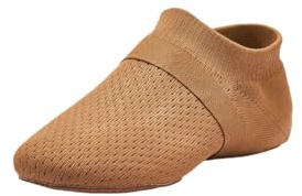 WENDYWU Jazz Slip-on Dance Shoes for Women, Brown, Size 7