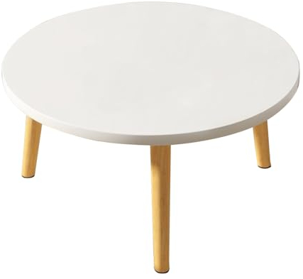 Saterkali Runder Couchtisch im nordischen Stil, 60 x 60 x 50 cm, Weiß