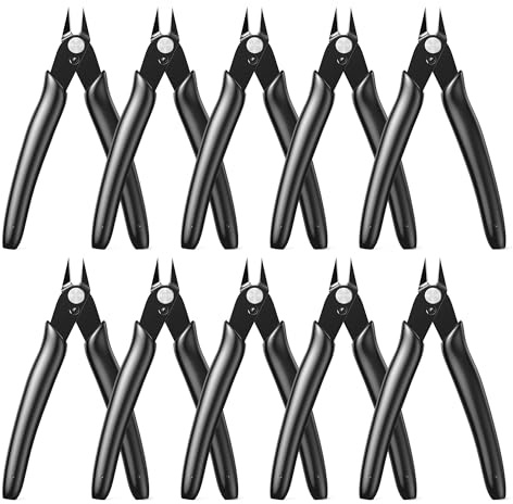 Alicates de Corte Diagonal: 130mm Mini Cortadores Laterales para Electrónica para Modelismo, Alambres Finos, Electrónica, Bridas para Cables, PCB, 10 Piezas