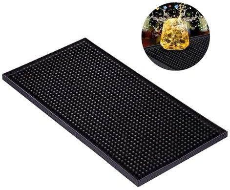 CiciIng Tappetino da Bar in Gomma 30 x 15 cm, Scolapiatti, per Caffè, Troppopieno, Asciugatura Rapida, per Bar, Cucina, Caffetteria, Ristorante, Bancone (Nero)