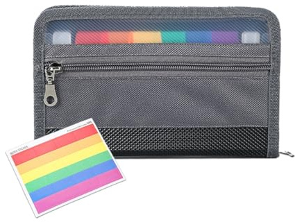 WeddHuis Portafoglio Documenti Organizer con Zip 13 Scomparti per Assegni Fatture Ricevute Biglietti (A6)
