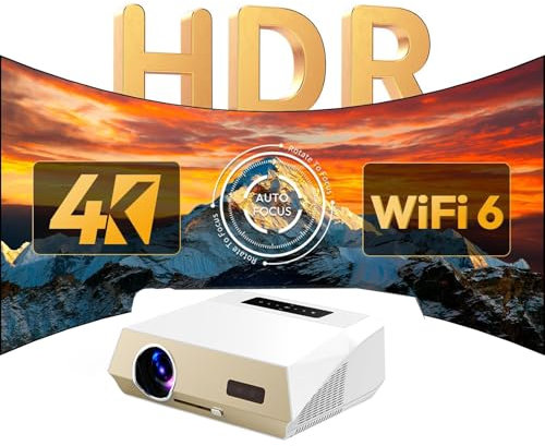 Auto Focus Smart Tv Daylight Projector, 1100 Ansi Auto Focus 4K Home Theater Projector, Smart Projector, with Streaming Apps for Indoor Wifi Bluetooth, for Indoor, Outdoor Movie Night, Gaming