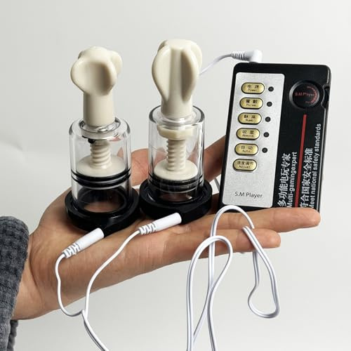 2PCs E-stim Nipple Suckers Pump Booster Scrotum Penis Ring Stimulate Sex Toys for Men Women Adult Nipple Pump Masturbator Sex Toys (2PCS)