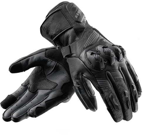 REBELHORN Viper Motorradhandschuhe Herren | Leder | Knöchelprotektoren | Schieber an der Unterseite der Hand | Perforation für bessere Belüftung