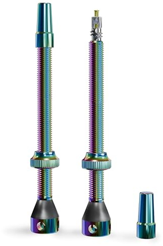 Shredr. Kit de valves Tubeless | Valves Presta pour pneus sans chambre à air | Aluminium super léger, anodisé multicolore, oilslick, valve française | Pour jantes de vélo de route/Gravel Aero