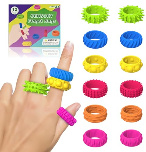 Lot de 12 Anneaux sensoriels à Presser - Jouets Anti-Stress pour l'Autisme - Jouets Anti-Stress pour l'Autisme - Jouets Anti-Stress - Jouets Anti-Stress