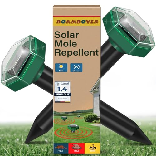 Solar Ahuyentador de Topos, Ganador de la Prueba, Repelente UltrasóNico de Topillos, Apto para Mascotas, contra Topos, Topillos y Roedores de JardíN