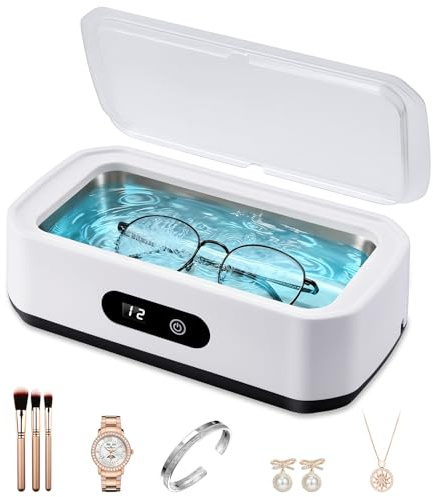 Ultrasonic Jewellery Cleaner, 650ML Sonic Cleaner for Jewellery, 48KHz Ultrasonic Glasses cleaner,Ultra Sonic Jewelry cleaner with 5 Digital Timer for Jewelry Eyeglass, Watches, Ring, Silver