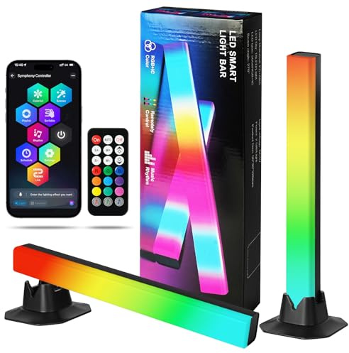 HOTUT Barra de Luz LED RGB, 2PCS 30cm Barras de Luz Sincronización Musical y Control por App y Mando a Distancia, Carga USB Barra de Luz LED RGB TV y Gaming Iluminación y Decoración