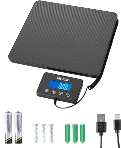 VEVOR Balance Postale Numérique 200 kg Pèse-colis Double Précision 0-20 kg (10 g) et 20-200 kg (100 g), avec Fonction de Maintien Tare, Écran LCD, Balance d'Expédition Portable pour Bagages et Colis