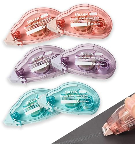 6 PCS Roller Colle Ruban Adhésif Double Face, Colle Scrapbooking, 6mm x 6m Sco-tch Double Face pour DIY Carte, Scrapbooking, Journal, Rouleaux Roller de Colle (2)