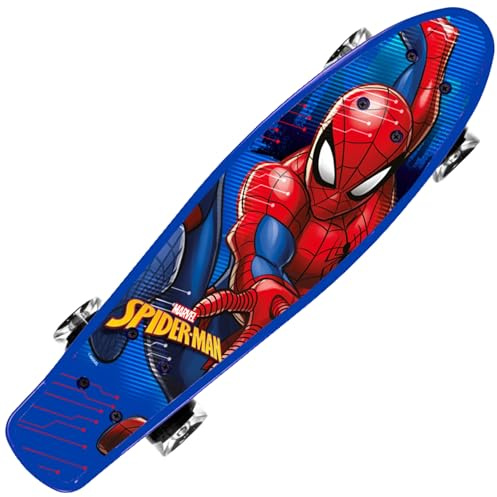 Fish Skateboard, monopatín 55 cm, Tabla Antideslizante, Ligera, Estable de 20 a 50 kg (Marvel Spider-Man)