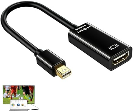Adaptador Mini Displayport a HDMI, Mini DP a HDMI 4K 30Hz Thunderbolt 1 2 Compatible con Air Pro Surface Laptop PC Convertidor Cable Trenzado Nailon Conector Chapado Oro para Monitor TV Proyector