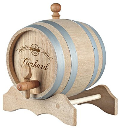 Pol, barile in legno con effetto polare, 5 litri, personalizzabile con incisione del nome, idea regalo originale – Botte di quercia per whisky o vino – idea regalo per uomini – Motivo Premium Label