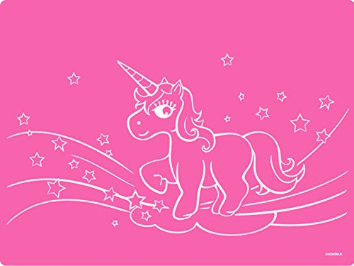 Dinomio Platzdeckchen, Tischset, Platzmatte, Bastelmatte für Kinder, Einhorn, abwaschbar & rutschfest, 40 x 30 cm