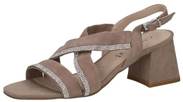 CAPRICE Damen Sandalen mit Absatz mit Strasssteinen mit Riemchen, Braun (Mud Comb), 39 EU