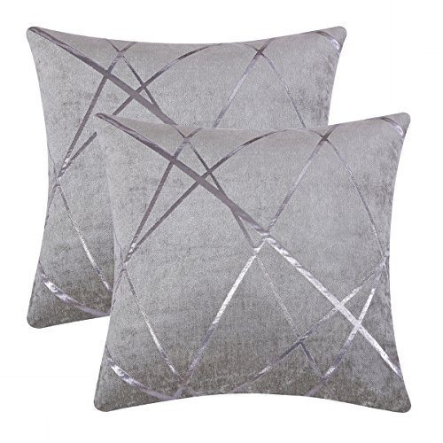 GIGIZAZA Samt Kissenbezug 60x60 cm Kissenbezüge Silbergrau Kissenhülle Dekokissen Fall für Sofa Schlafzimmer Wohnzimmer 2er Set