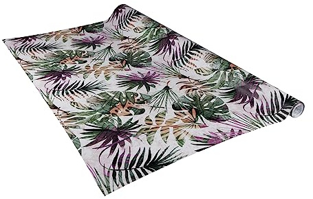 Venilia Självhäftande film | Tropics Jungle Palmblad färgglada palmblad | 90 cm x 2,6 m, tjocklek 160μ | självhäftande möbelfolie, dekorativ film, tapet, köksfolie | PVC utan ftalater | Tillverkad i
