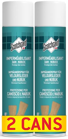 Scotchgard Spray Imperméabilisant Daim et Nubuck, 2x400 ml - Idéal pour Proteger les Bottes, Chaussures, Manteaux, Vestes, Sacs, Gants, Chapeaux