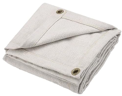 DXDRT Feuerfeste Schweißdecke Löschdecke mit Ösen, Feuerdecken aus Glasfaser beständig bis 1000 ℃, Feuerschutzmatte Lötmatte für Zuhause,Küche,Kamin,Grill,Auto,Lager,2.4x2.4M/8x8FT