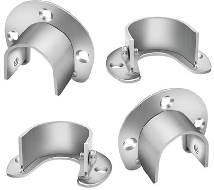 4 piezas Soporte para barra de ropa inoxidable, soporte de barra de armario plateado, Porta varillas con brida, Soporte para barra cortina para Soporte de Armario/Barra de Cortina/Barra de Ropa