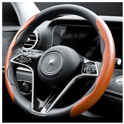 Fibra di Carbonio Coprivolante, Sicuro e Antiscivolo per Uomini e Donne, Universale 38cm per Auto, Camion, SUV (Caffè)