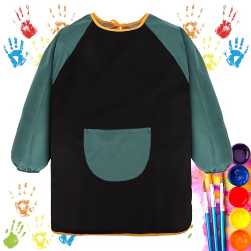 Bomtop Malkittel Kinder, Wasserdicht Bastelschürze Kinder, Malkittel Grundschule, Kann als Malkittel Schule 1. Klasse, Malerkittel Kind für 7-11 Jahre, Geeignet für Basteln, Malen, Backen und Kochen
