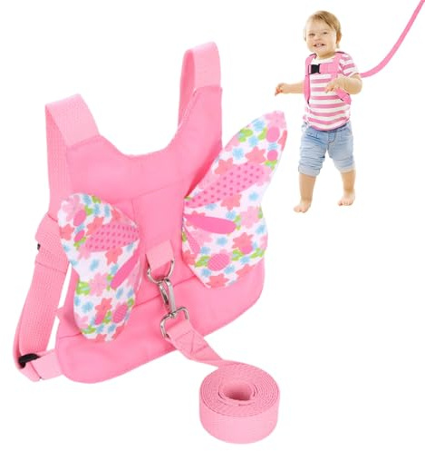 Baby Reins Toddler Reins, Baby Reins Walking Harness Butterfly Wings Baby Toddler Walking Harness, Reins for Toddlers Girls Toddler Reins for Walking 1-3 Years(Pink)